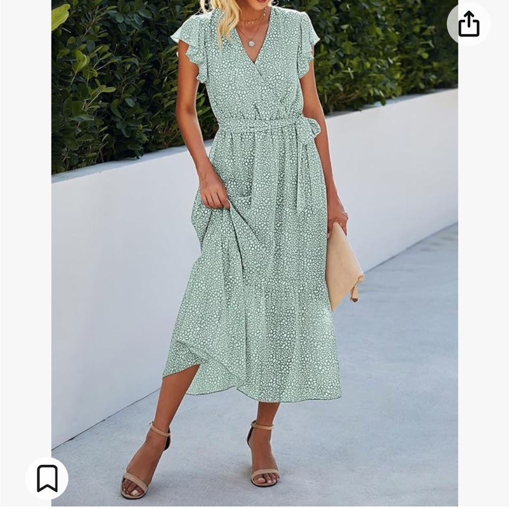 NWT - BTFBM summer bohemian floral casual wrap green and white dress - size XL